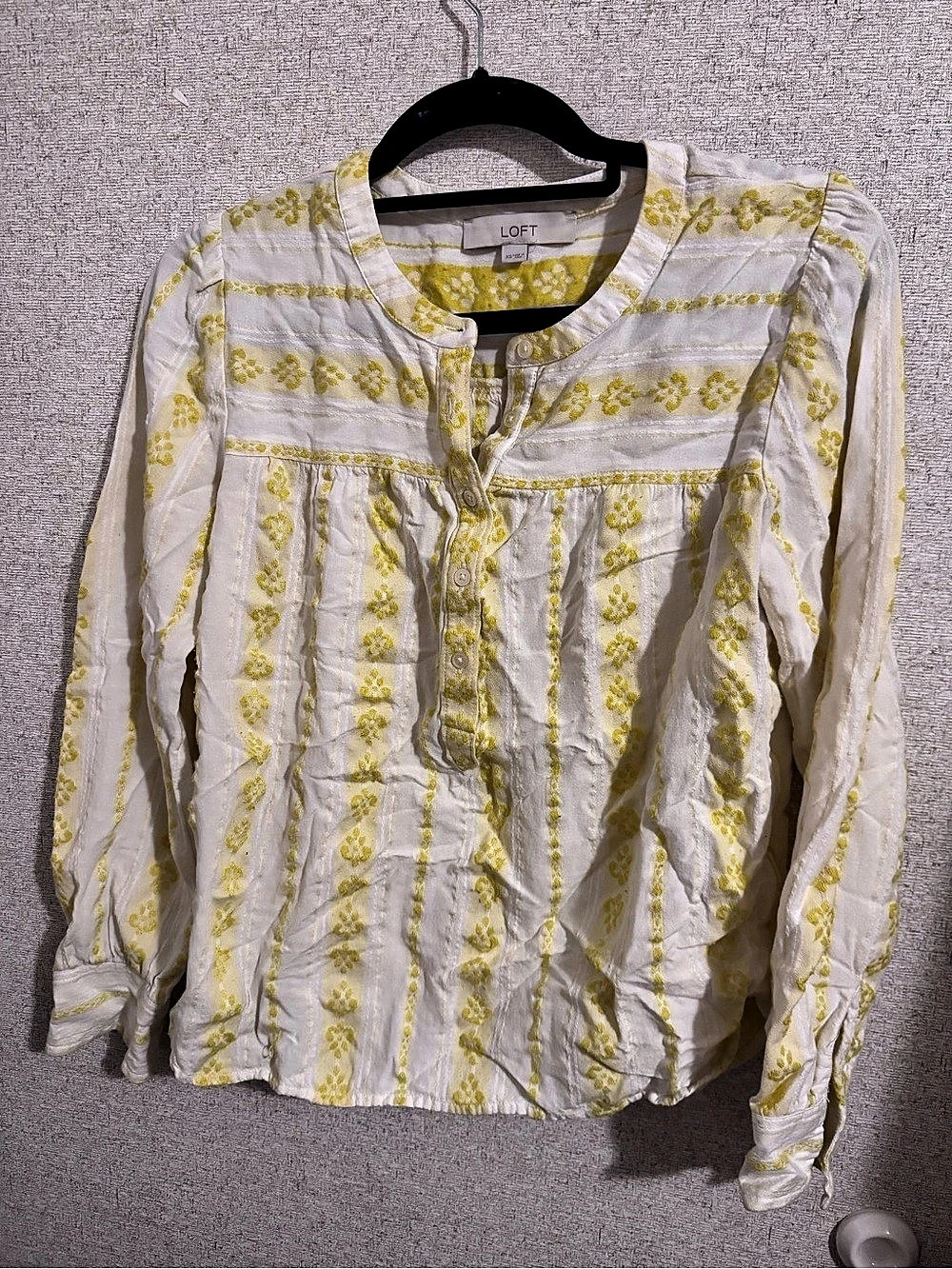 LOFT Floral Blouse in White & Yellow Size XS